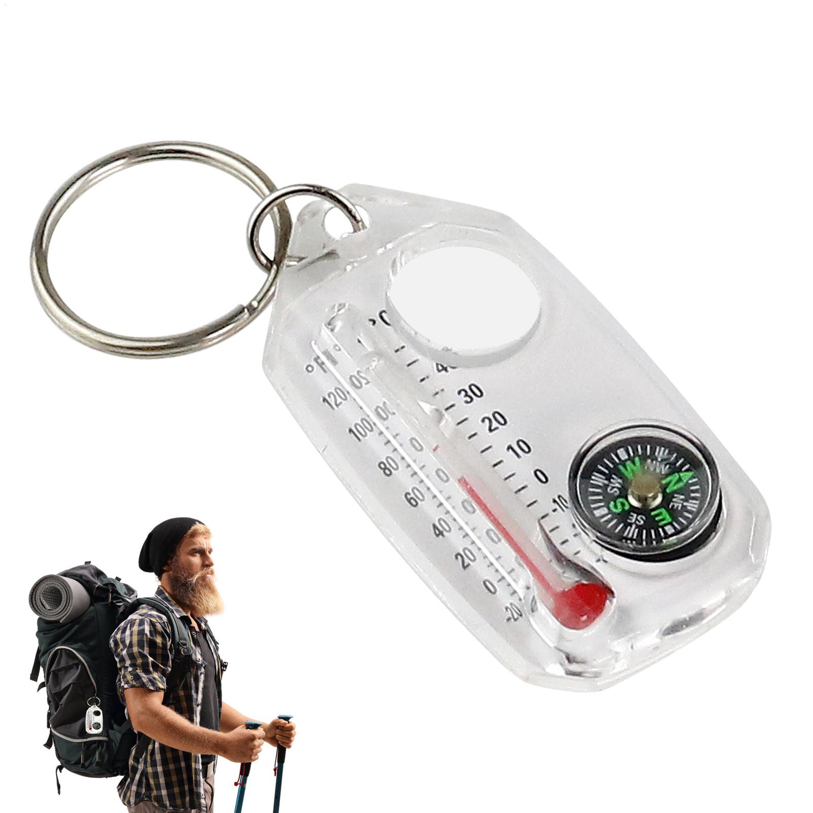 Compass Keychain Mini - Маленький брелок-компас, портативный мини-брелок, уличный термометр,